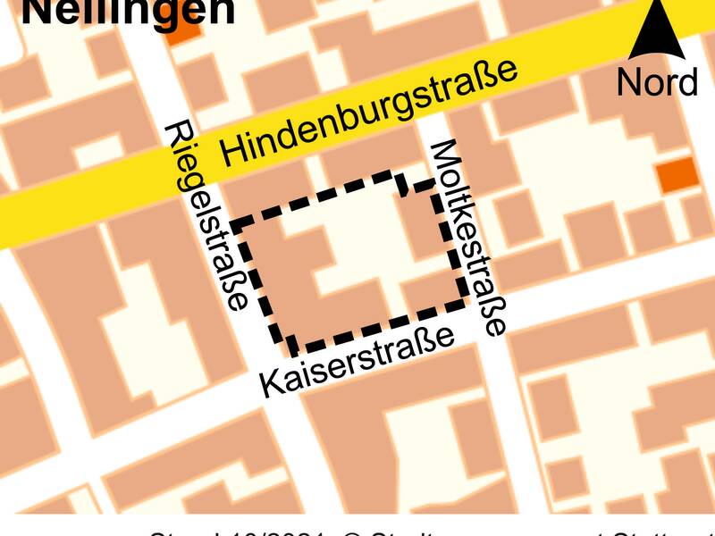 Kartenausschnitt Bebauungsplan Nördlich der Kaiserstraße, Teil 1